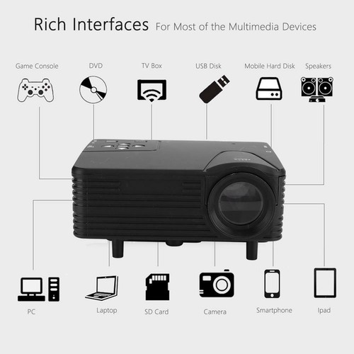 Mini projecteur home cinéma de poche DEL HD 1080P cinéma portable prise USB US - Photo 5/12