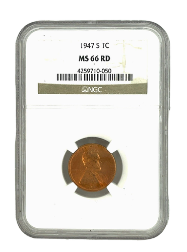 1947-S 1C Lincoln Wheat Cent NGC MS 66 RD