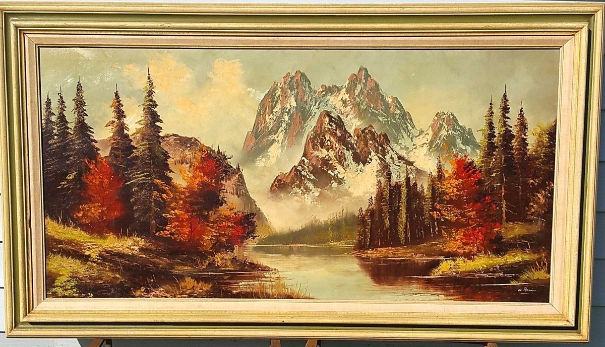 絵画 Brown Mountain Antique Original Cornelius de Bruin 1870-1940 Oil Painting