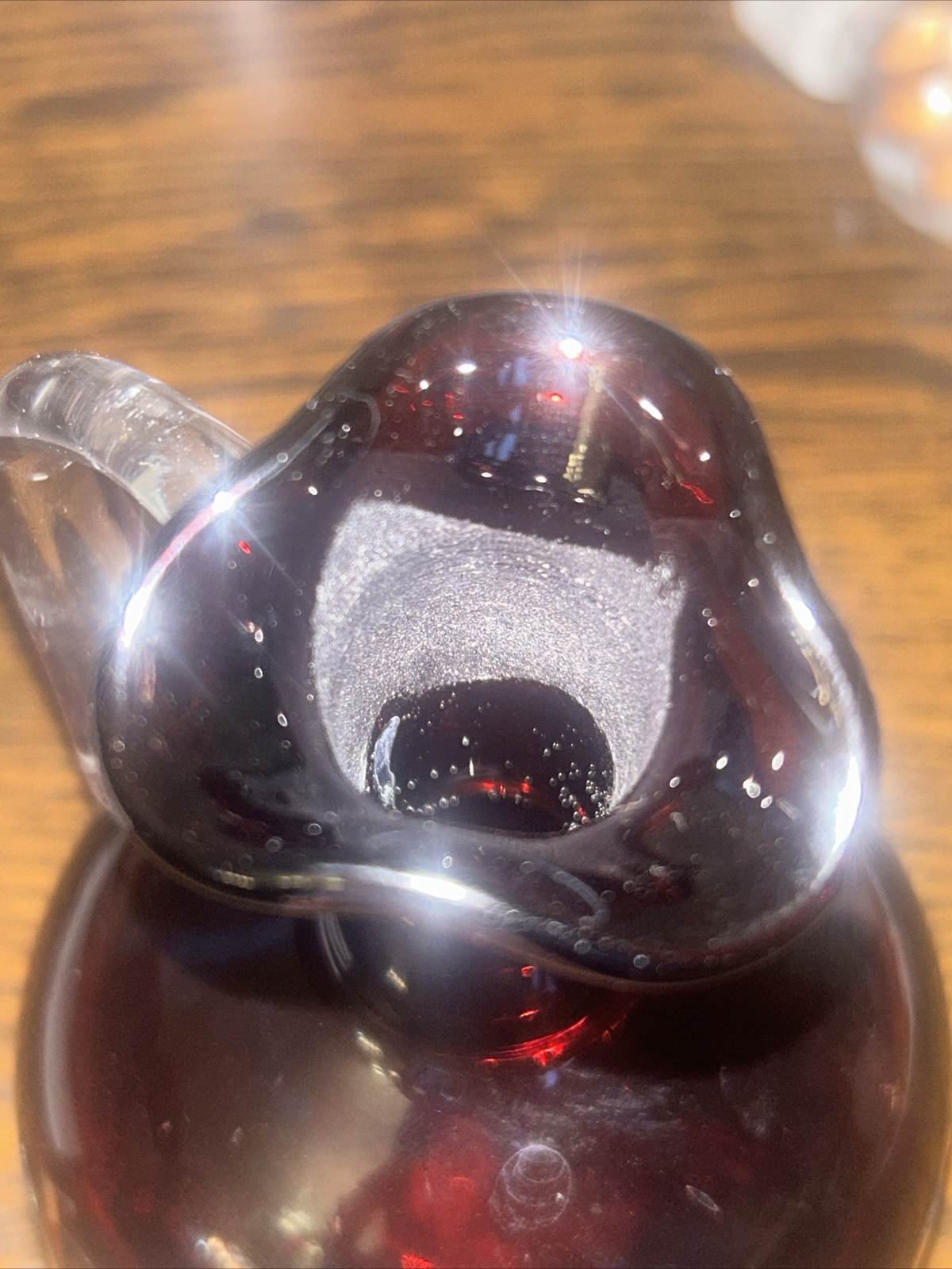 Vintage Czech Bohemian Ruby Red Cruet Crystal Syrup Dispenser Etched ...