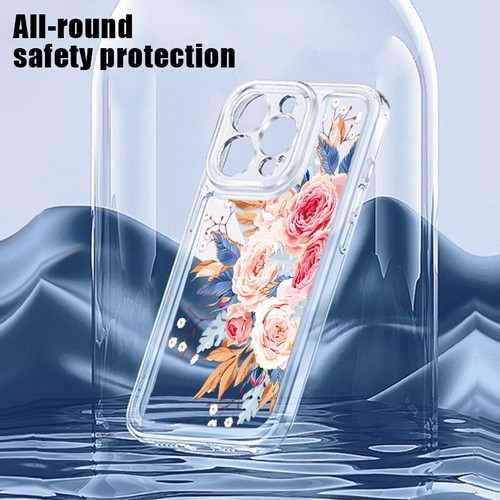 Case For iPhone 15 14 Pro Max 13 12 11 XS Shockproof Flower Clear Silicone Cover - Picture 8 of 17