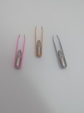 3-Pk Eyebrow and Eyelash Tweezers with LED Light Stainless Steel Multi Color