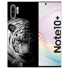Silikon Handy Hülle Bilddruck Tiger Schwarz Weiß für Samsung Galaxy Note 10 Plus