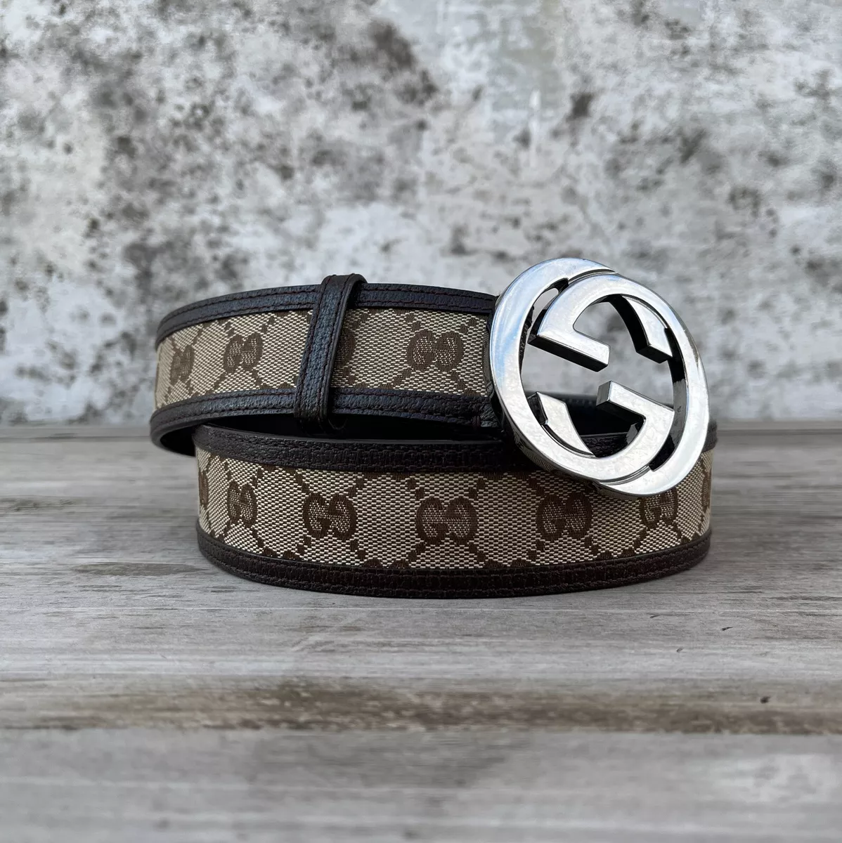 Gucci Monogram Belt in Brown for Men