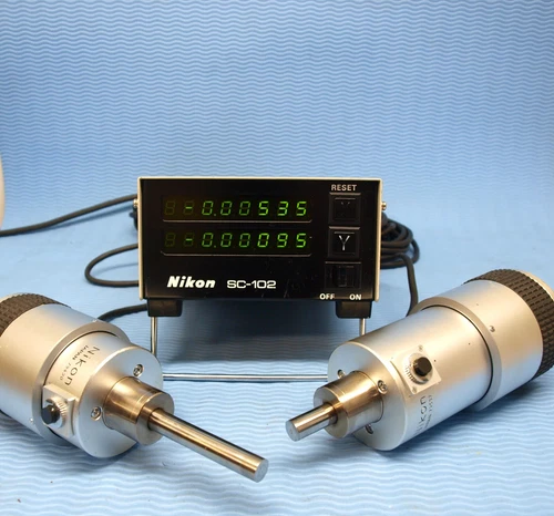 2 NIKON MICROMETER HEADS 0-2" / 0-50 mm with NIKON SC-102 DIGITAL READOUT DRO