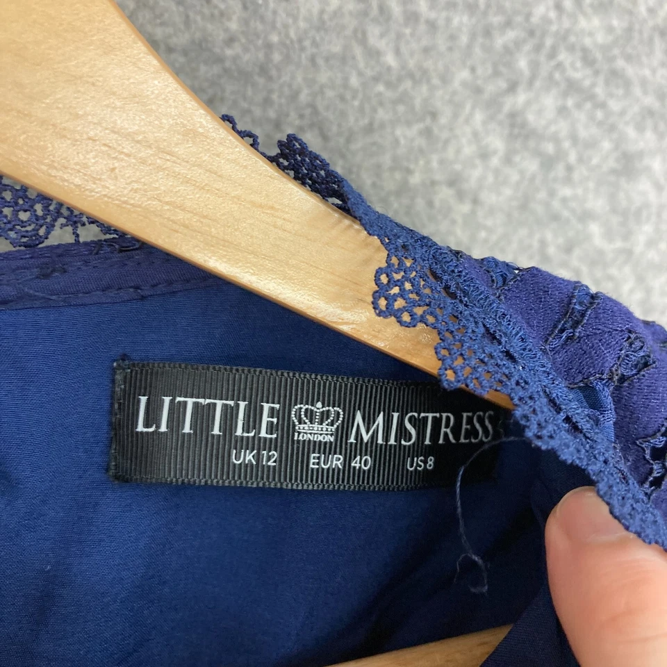 Маленькая хозяйка женское платье размер 12 синий цветочный кружева длинным рукавом мини 48723 - Изображение 4 из 4