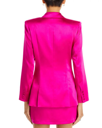 AQUA Women's Satin Single Breasted Blazer, Pink, Small - Picture 2 of 5