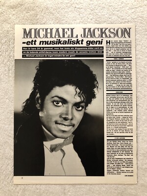 MICHAEL JACKSON 1983 Clipping Poster Swedish Music magazine Okej