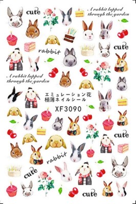 Rabbit Squirrel Owl Nest Home Cage Bear Cat Flamingo Animal 3D Nail Art Sticker
