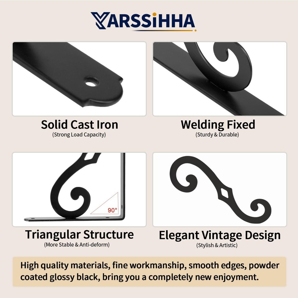 5 Inch Decorative Shelf Brackets 6 Pack Wall Mounted Metal Shelving