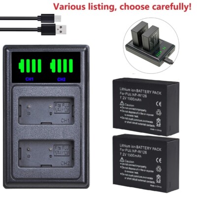 Battery or USB dual Charger for Fujifilm NP-W126 W126S XT1 XT2 XT3 XPRO1  XPRO2 UK