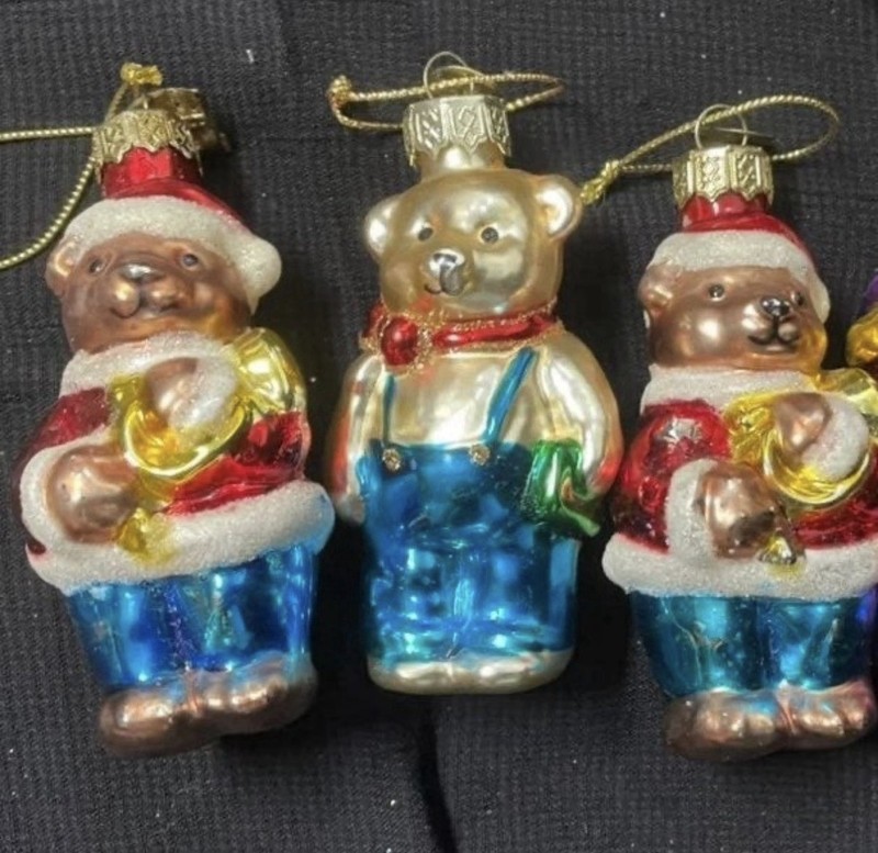 Bear Mercury Glass Ornaments - Set of 3
