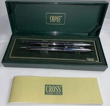CROSS Chrome 350105 Fine Writing Ball Point Pen & Pencil Set Original Gift Box