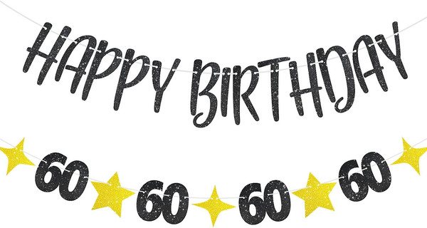 qingmeng Happy Birthday Girlande 60 Geburtstag Deko Frau 60.TER Geburtstag Mann-image