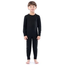 NEW Kids Thermal Underwear Set 2 Piece Top Pants Small Black NWT