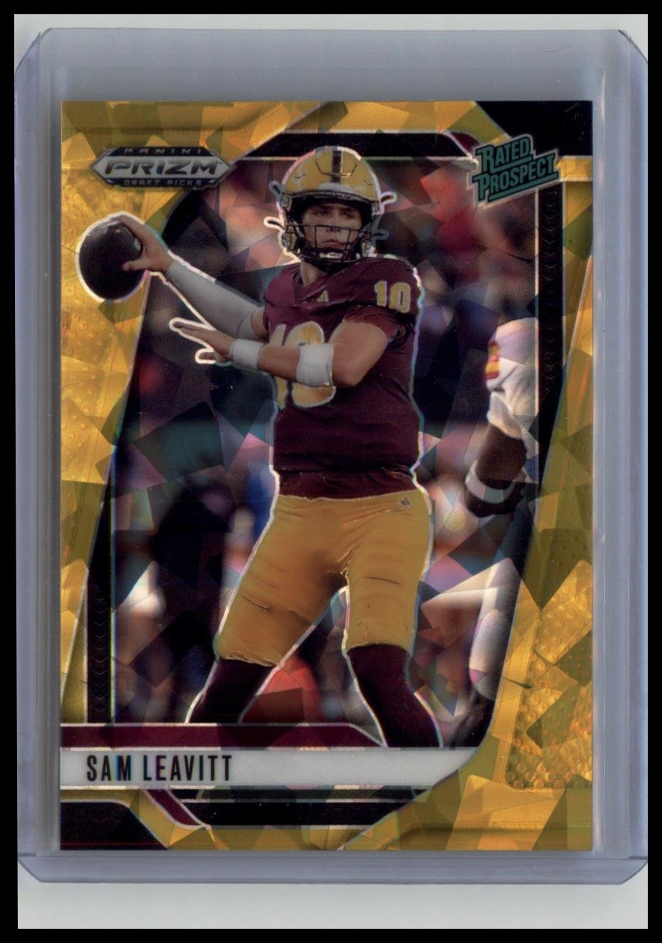 2025 Panini Prizm Draft Picks #6 Sam Leavitt Prizms Gold Ice (RC)
