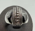 Vintage Sterling Silver Wide Dome Ring with Beaded Detail Sz. 9