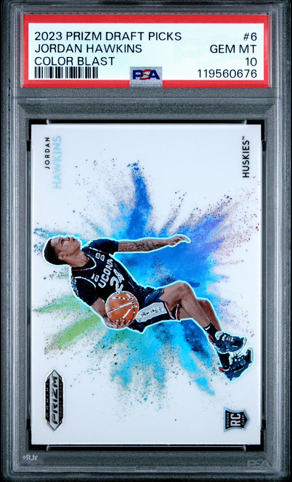 2023 PANINI PRIZM DRAFT PICKS COLOR BLAST #6 JORDAN HAWKINS PSA 10