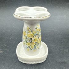Floral Free Standing Ceramic Toothbrush Holder Cottage Core Vintage Japan