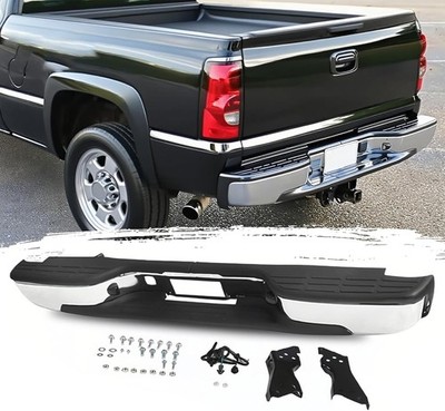 Chrome Rear Step Bumper Compatible with 1999-2007 Chevy Chevrolet Silverado/GMC