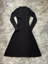 V-neck black Women's causal kint sweater dress