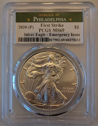 2020 (P) 1oz American Silver Eagle PCGS MS 69 Emergency Issue First Strike 🔥