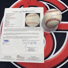 Hank Aaron Autographed William White Baseball JSA LOA Braves Brewers AUTO SIGNED