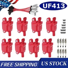 UF413 D510C Ignition Coil+Wire+Spark Plug Set For Chevy GMC Hummer 5.3L 6.2L New