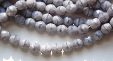 8mm Grey Moonstone Czech Firepolish Faceted Glass Beads 25 