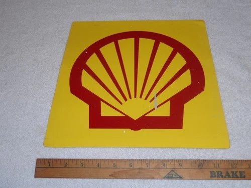 VINTAGE "SHELL GASOLINE & OIL CLAM-SHELL" 12" METAL GAS STATION ADVERTISING SIGN