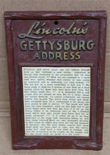 Lincoln's Gettysburg Address Vintage Home Wall Plaque Shirocco Wood
