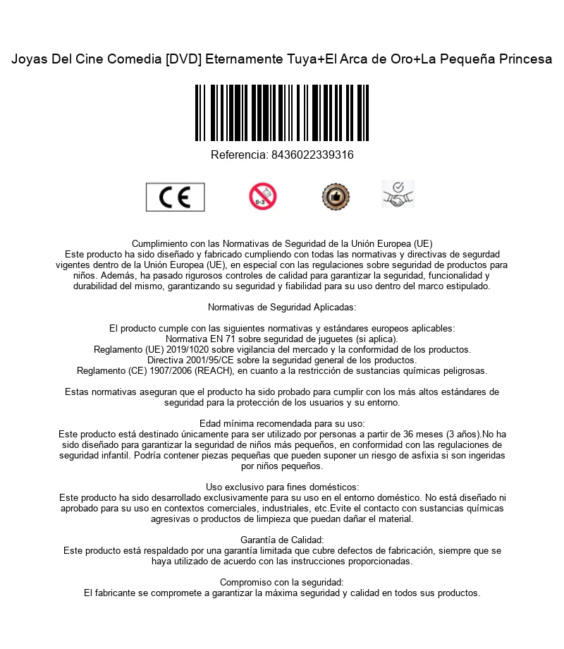 Joyas Del Cine Comedia [DVD] Eternamente Tuya+El Arca de Oro+La Pequeña Princesa - Image 3 of 3
