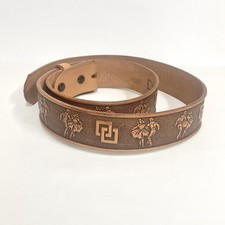 Vtg. Hand Tooled Western Brown Leather Belt Square Dancing Size 36 USA No Buckle