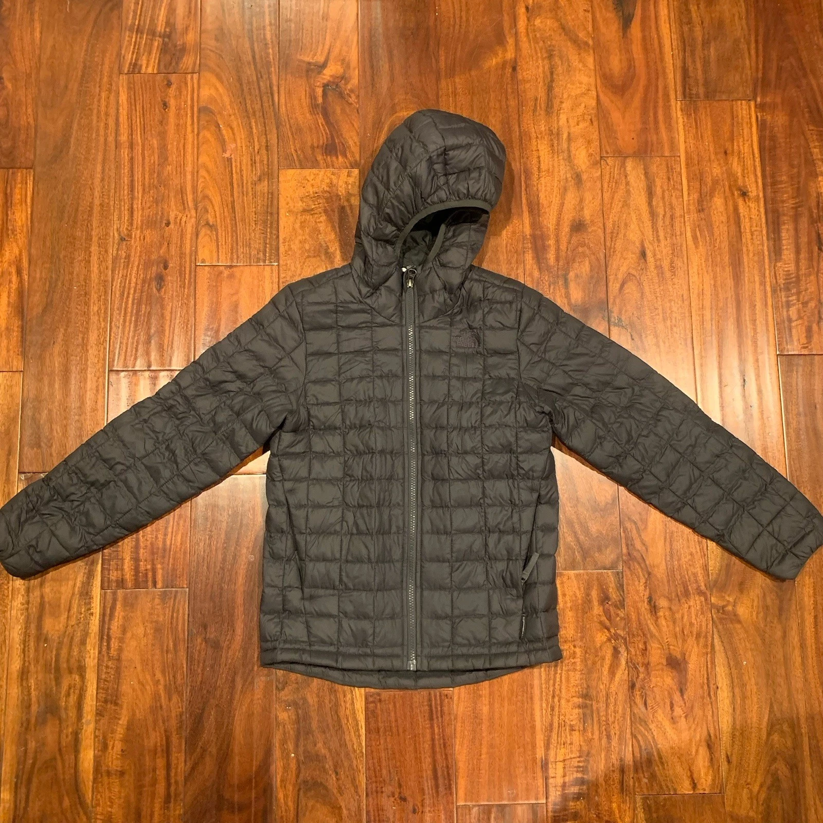 North Face Thermoball Puffer Jacket Boys Medium 10/12 Eco Black Gorpcore Hooded