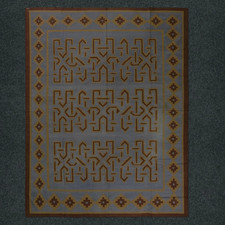 Geometric Handmade Cotton Dhurrie Kilim Rug Color Sky Blue and Brown Carpet Rug