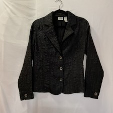 Chico  s Blazer Jacket Size 0 Large Black Silver Shimmery Career Wedding Evening