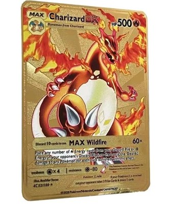 2020 Pokemon Max Charizard DX 4C 52/100 MAX Wildfire Gold Metall Karte Fan Art