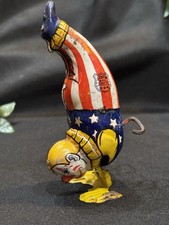 J Chein Vintage Uncle Sam Handstand Clown TIn Litho Windup Toy Works