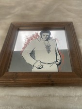 vintage ELVIS PRESLEY Carnival Prize MIRROR wood framed 1970s 1980s rock n roll