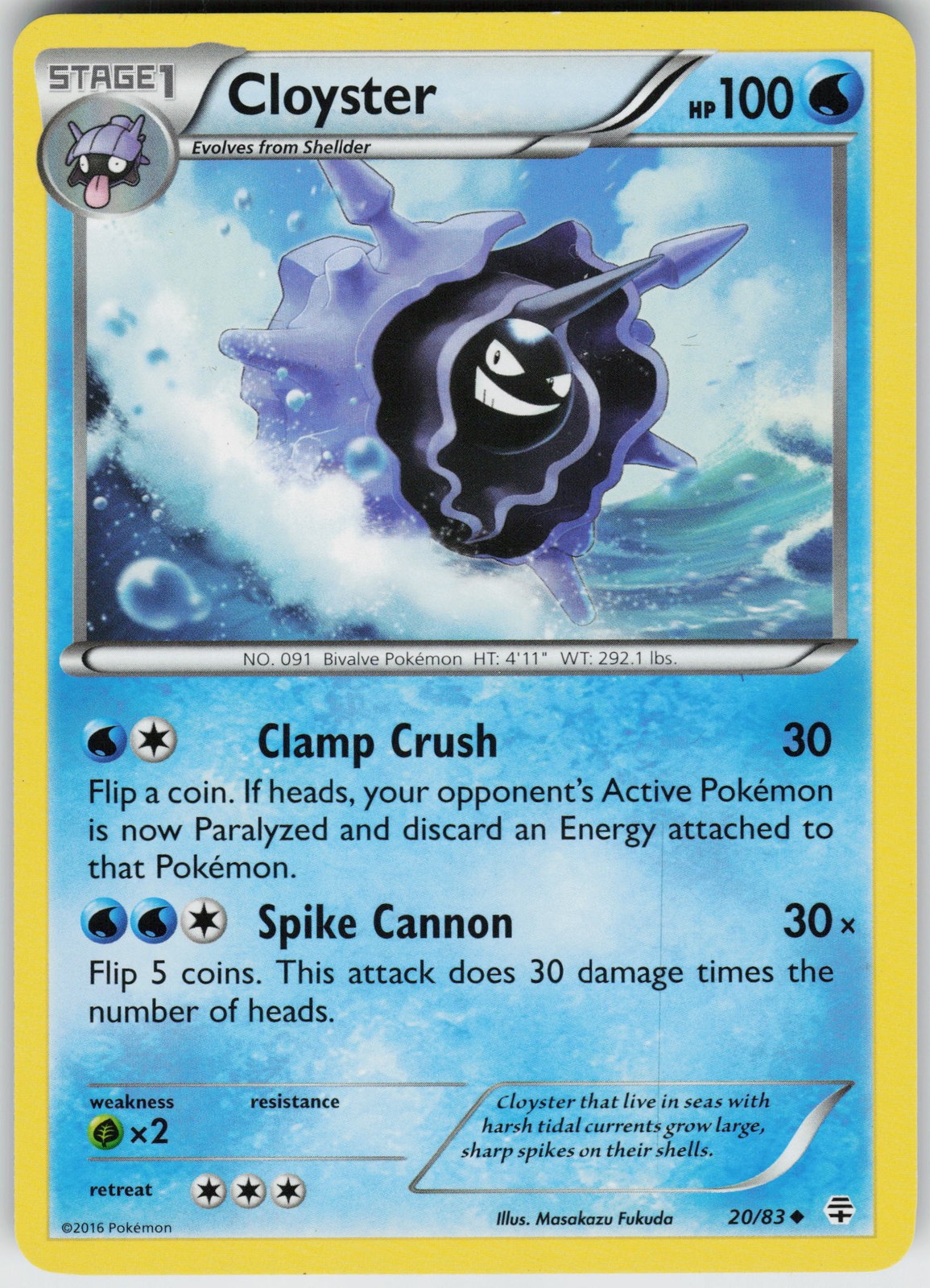 Pokemon Cloyster 20/83 Generations Uncommon card
