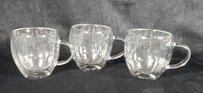 Set of 3 Double Walled Insulated Glass Coffee Espresso Mugs with Handle 5 oz ea