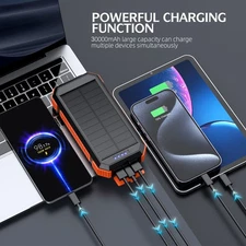 Solar Charger 30000mAh Solar Power Bank Dual USB External Backup Power Charger