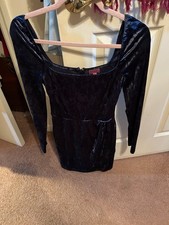 Francesca’s Crushed Velvet Mini Dress Sz sm  Fairy Balletcore Whimsygoth Navy