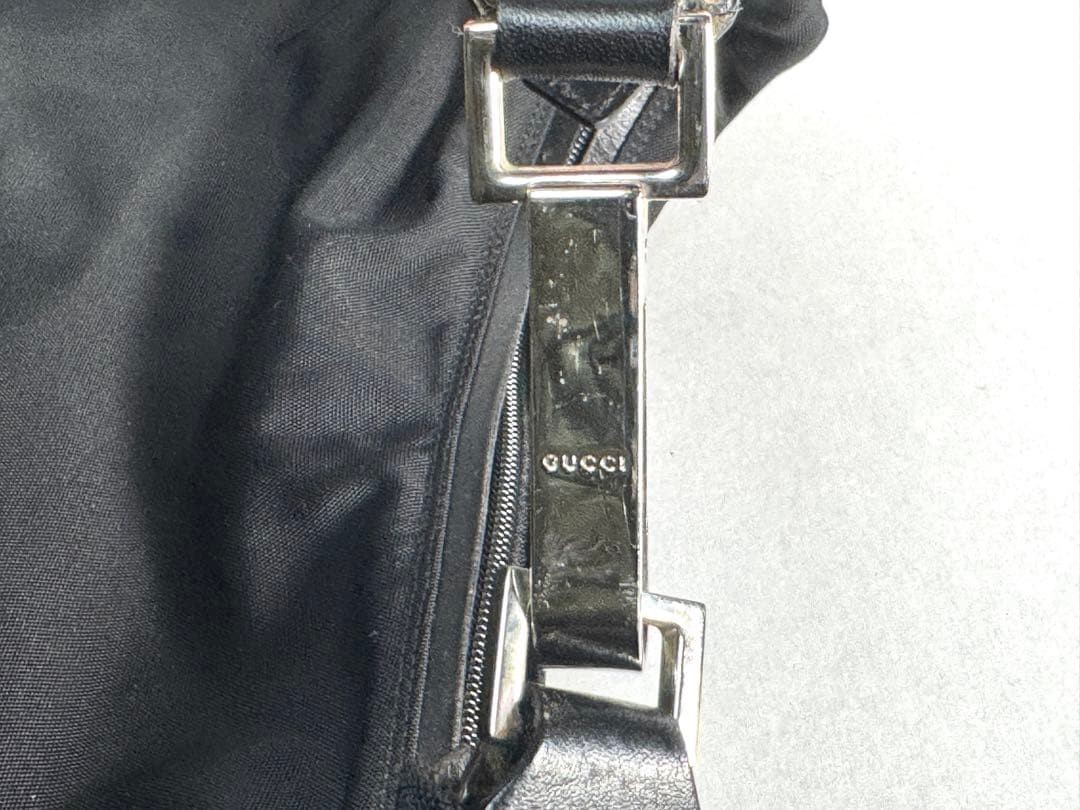 GUCCI Nylon Tote Bag Black Leather Trim Authentic Good Condition thumbnail 4