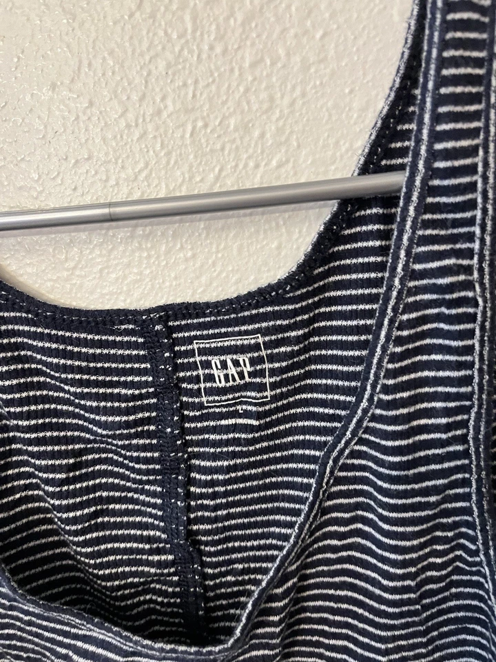 Gap бак женщин верхний размер большой синий в полоску без рукавов Майка блузка - Изображение 3 из 4