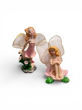 Fairies Set Of 2 4  Tall Adjustable Wings Blonde W/ Flowers