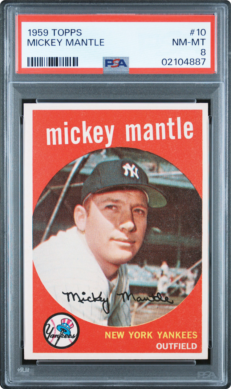 1959 Topps #10 Mickey Mantle PSA 8