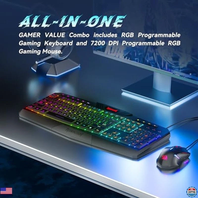 Redragon S101 RGB Gaming Keyboard & M601 Mouse Combo - Programmable Backlit Set - Image 2 of 4