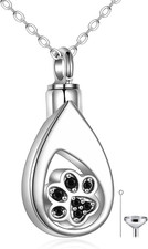 Dog Pet Paw Urn Necklace for Ashes Sterling Silver Cremation Jewelry Gifts Women