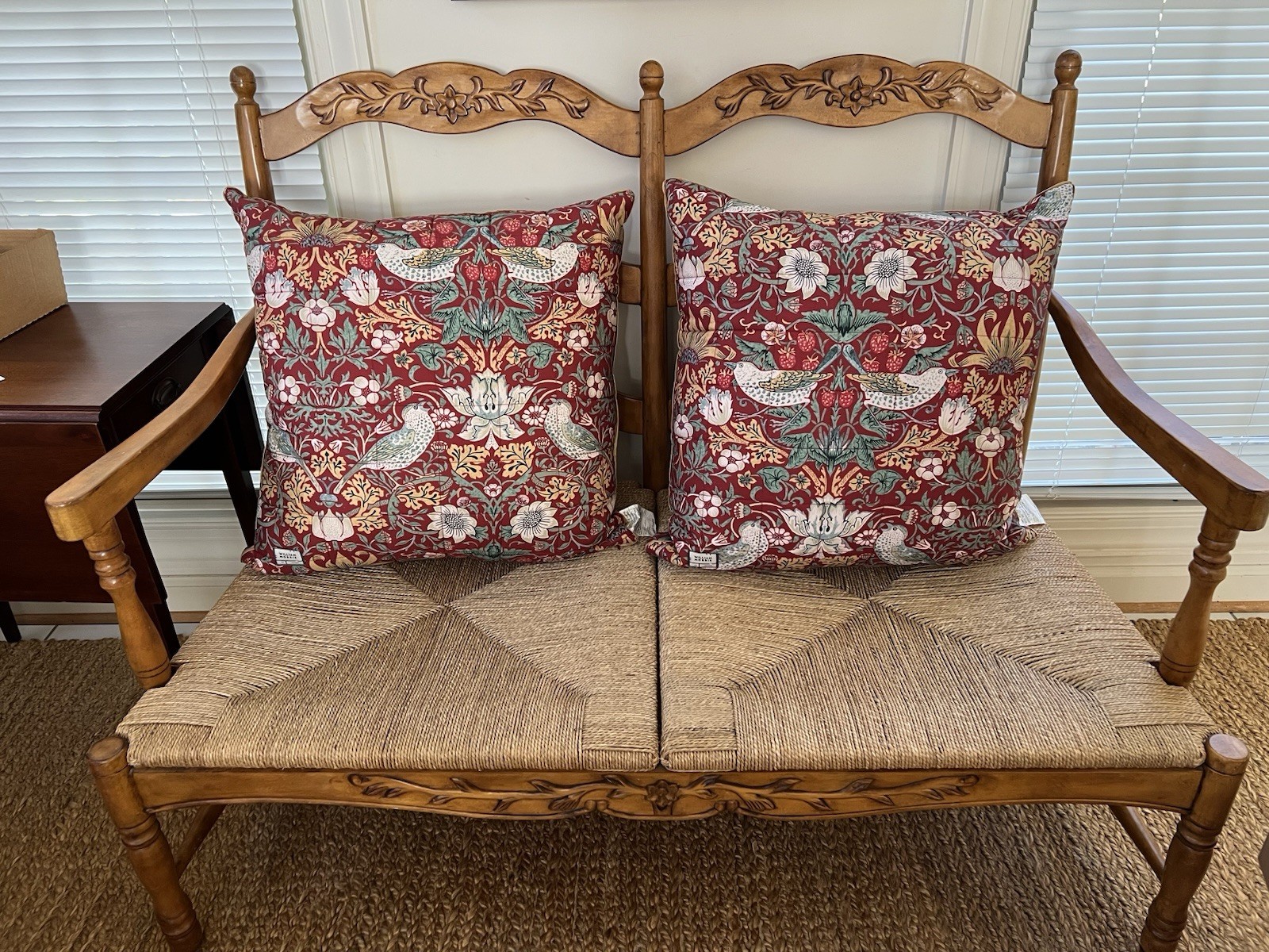 XL William Morris At Home Red Strawberry Thief  24” Square Pillow